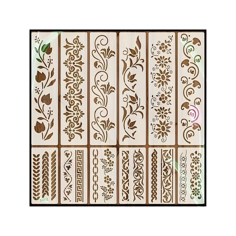 12 Pochoirs Floraux Loisirs créatifs-1