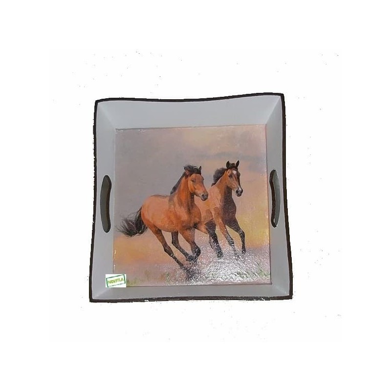 Plateau bois Chevaux serviettage