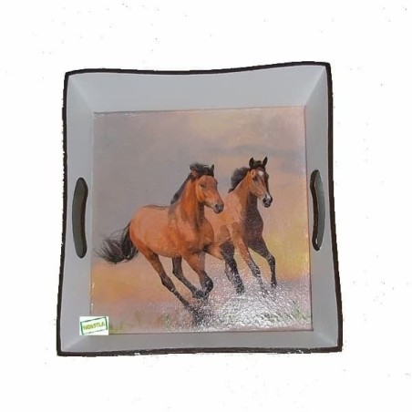 Plateau bois Chevaux serviettage