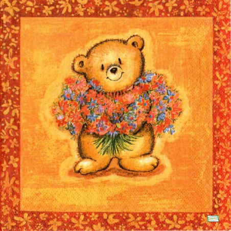 1 serviette papier Ourson -2