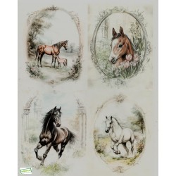 Papier de riz Chevaux-R1411L