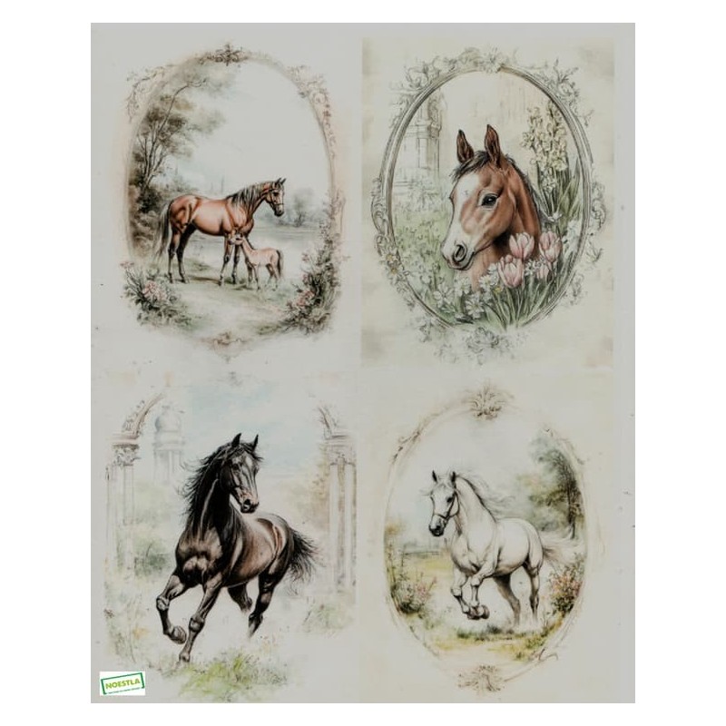 Papier de riz Chevaux-R1411L