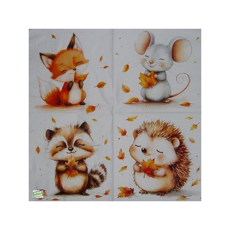 1 serviette Animaux bois -53