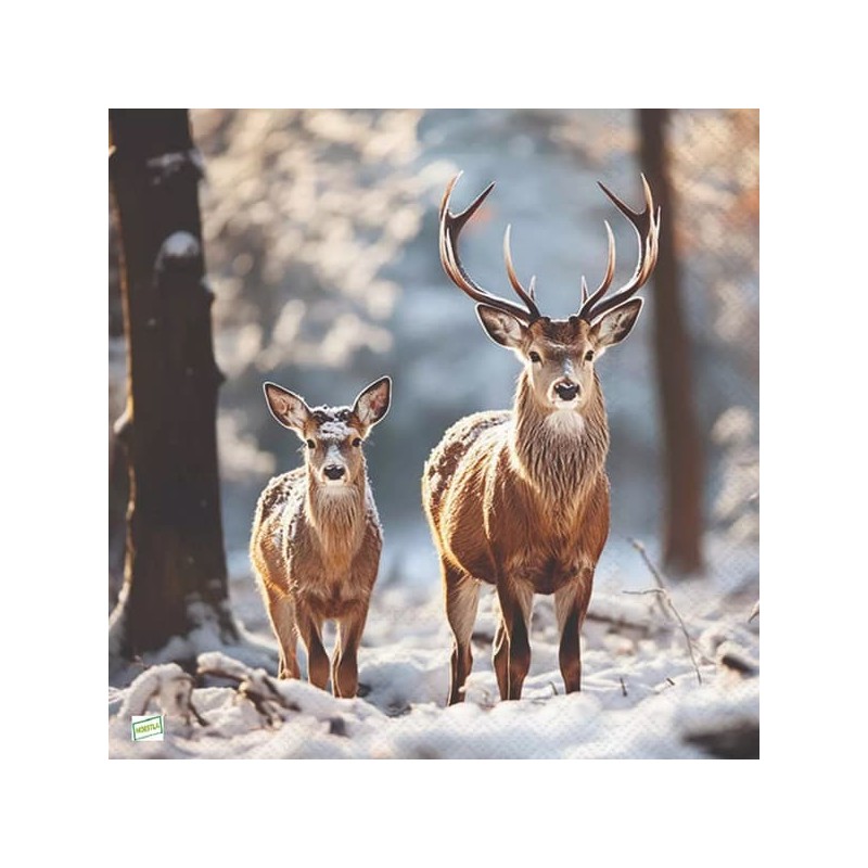 1 serviette Animaux bois -128