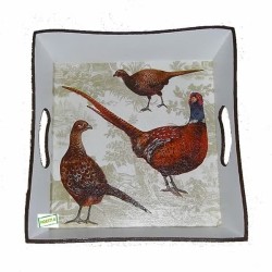 Plateau bois Faisans serviettage