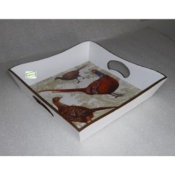 Plateau bois Faisans serviettage