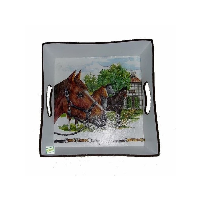 Plateau bois Chevaux serviettage