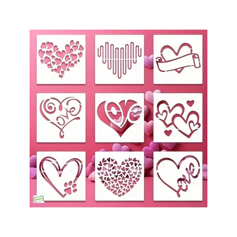 9 Pochoirs Coeurs Loisirs créatifs-2