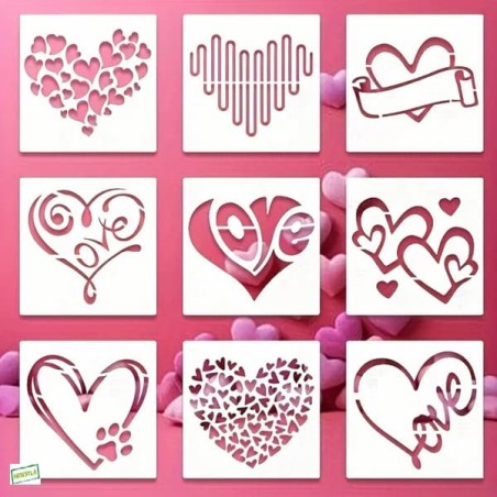 9 Pochoirs Coeurs Loisirs créatifs-2