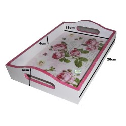 plateau bois Les Roses serviettage