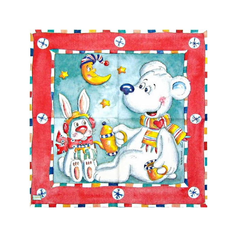 1 serviette papier Ourson -34