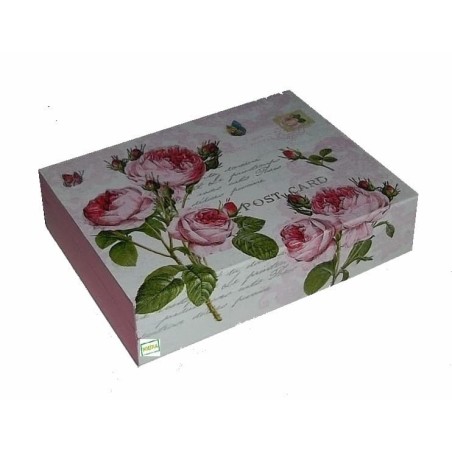 Boite bois Les Roses serviettage