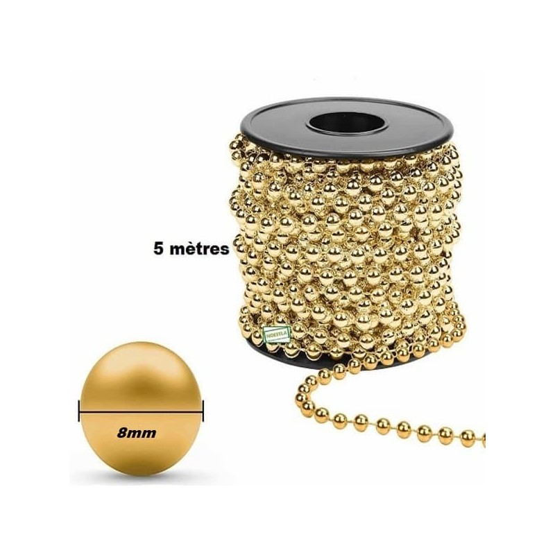 Guirlande de perles Dorées 5 mètres