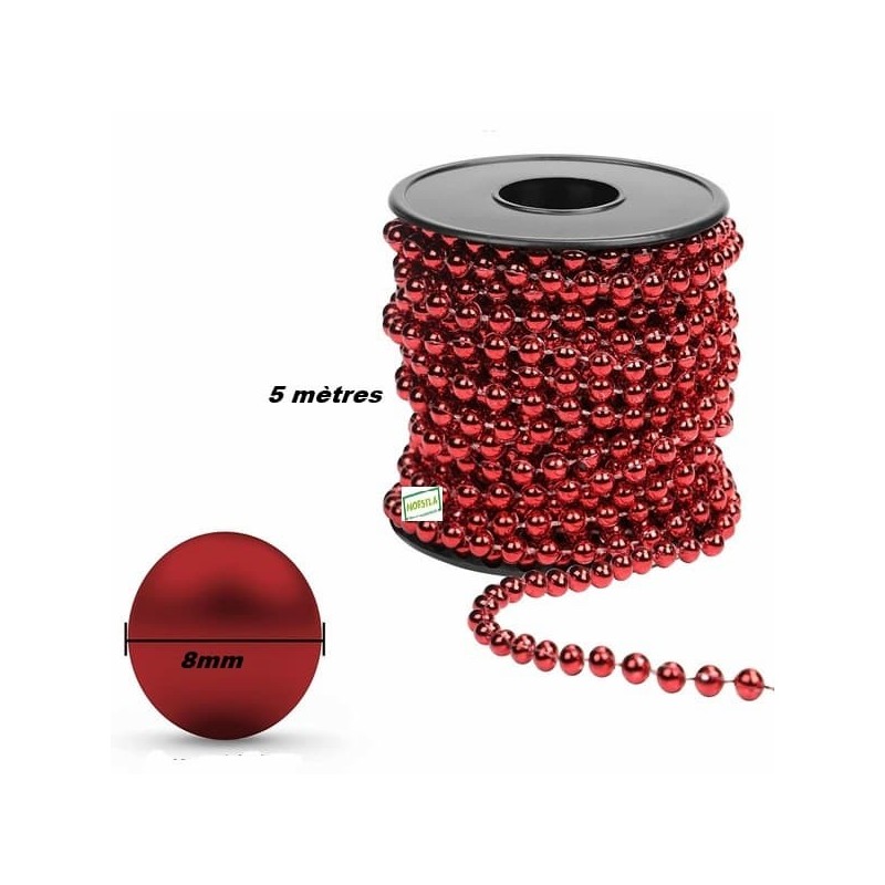 Guirlande de perles Rouges 5 mètres
