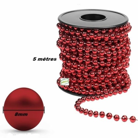 Guirlande de perles Rouges 5 mètres