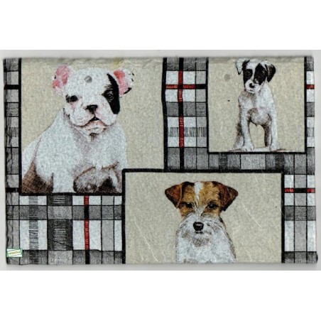 Plaque déco ardoise Chiens serviettage