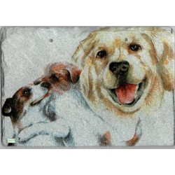 Plaque déco ardoise Chiens serviettage