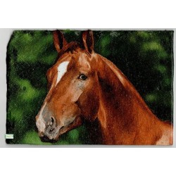 plaque déco ardoise Cheval serviettage