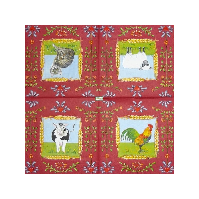 1 serviette Animaux Ferme-100