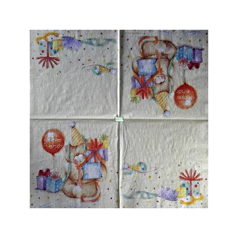 1 serviette papier Ourson -63