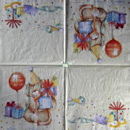 1 serviette papier Ourson -63