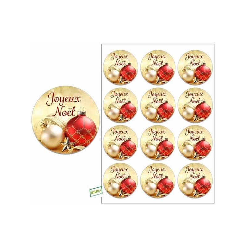 24 Etiquettes adhésives - Joyeux Noêl