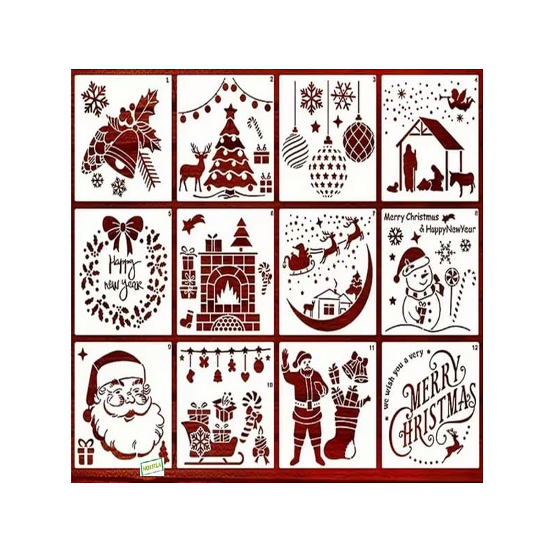 12 Pochoirs NOEL - N3 Loisirs créatifs