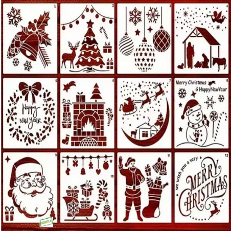12 Pochoirs NOEL - N3 Loisirs créatifs