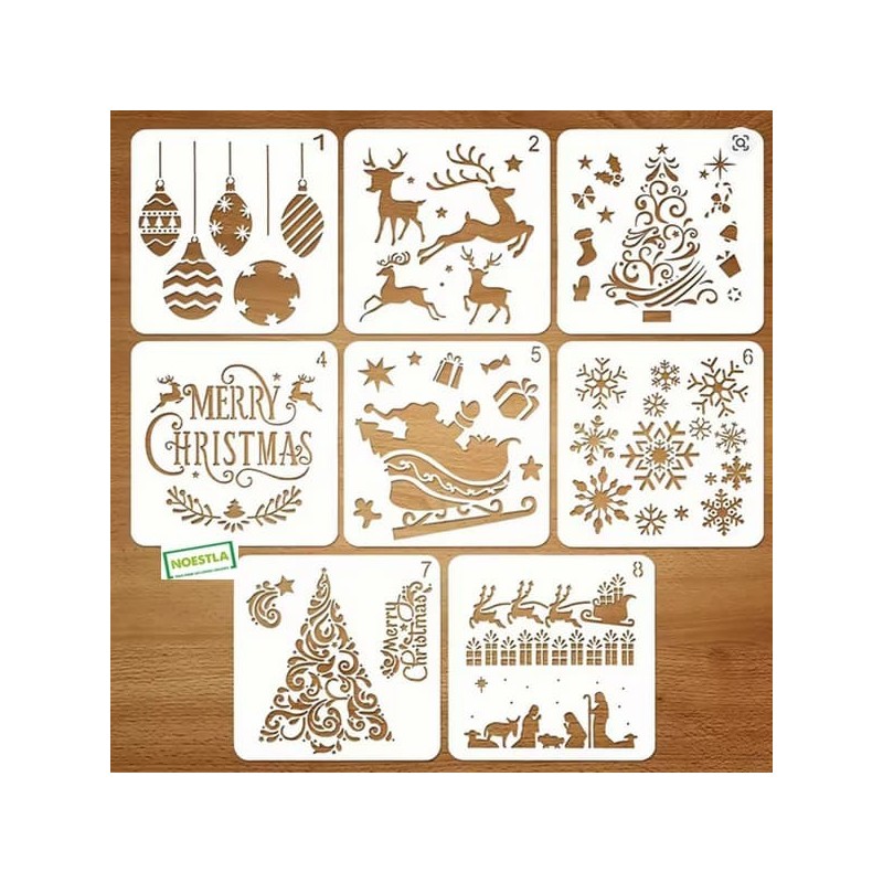 8 Pochoirs NOEL - N4 Loisirs créatifs
