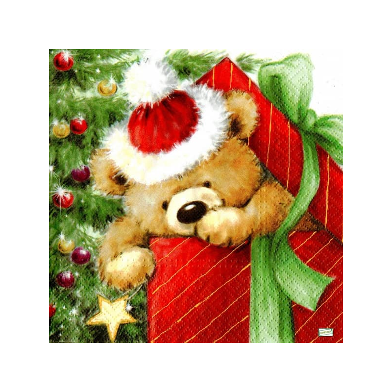 1serviette Ourson de Noêl-10